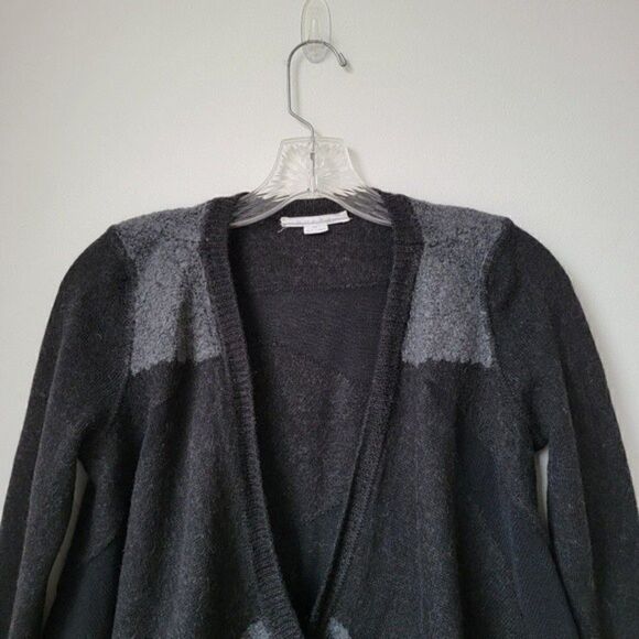REVOLVE DUFFY Asymmetrical Open Wool Cardigan Sweater Black Gray Size Medium - Picture 2 of 9
